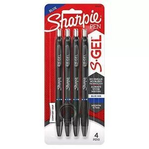 SHARPIE S-Gel, Gel Pens, Medium Point (0.7Mm), Blue Ink Pen, 4 Count pack, New